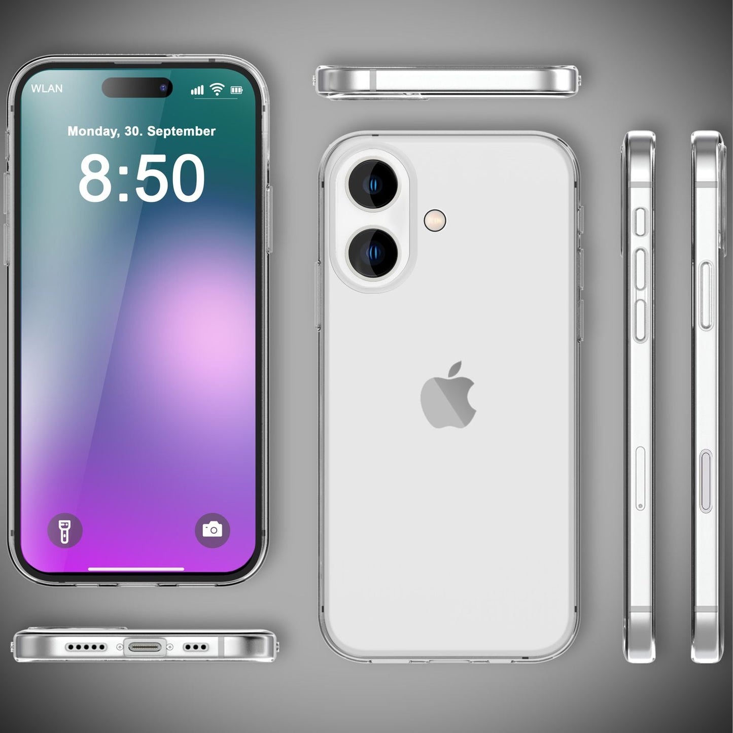 NALIA Transparent Silicone Case for iPhone 16 Plus, Clear Protective Case, Anti-Yellowing Silicone Phone Case, Clear Case