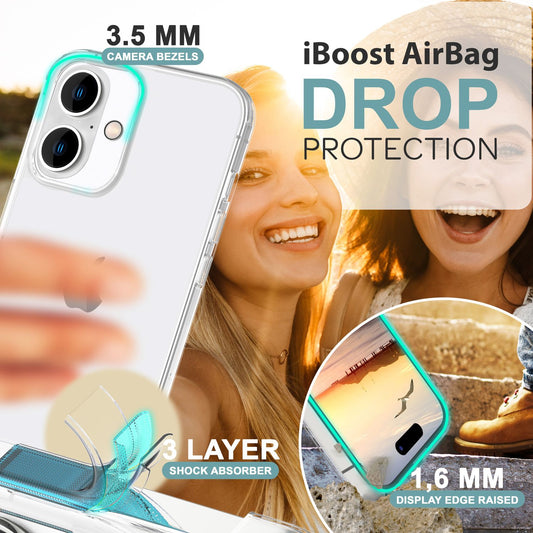 NALIA Klare Kratzfeste Acryl Hülle für iPhone 16 Plus, Harte Schutzhülle mit Silikon-Rahmen, Transparente Handyhülle