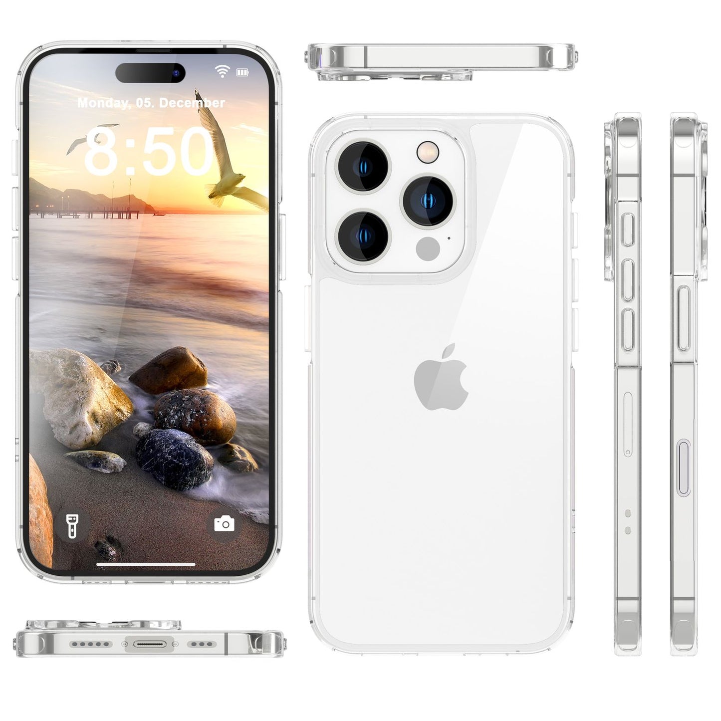 NALIA Clear Scratch-Resistant Acrylic Case for iPhone 16 Pro Max, Hard Protective Case with Silicone Frame, Transparent Phone Case