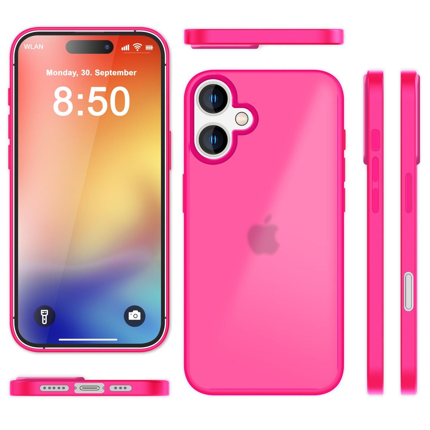 NALIA Matte Hybrid Case for iPhone 16, Anti-Fingerprint Acrylic Back & Silicone Edge, Semi-Transparent