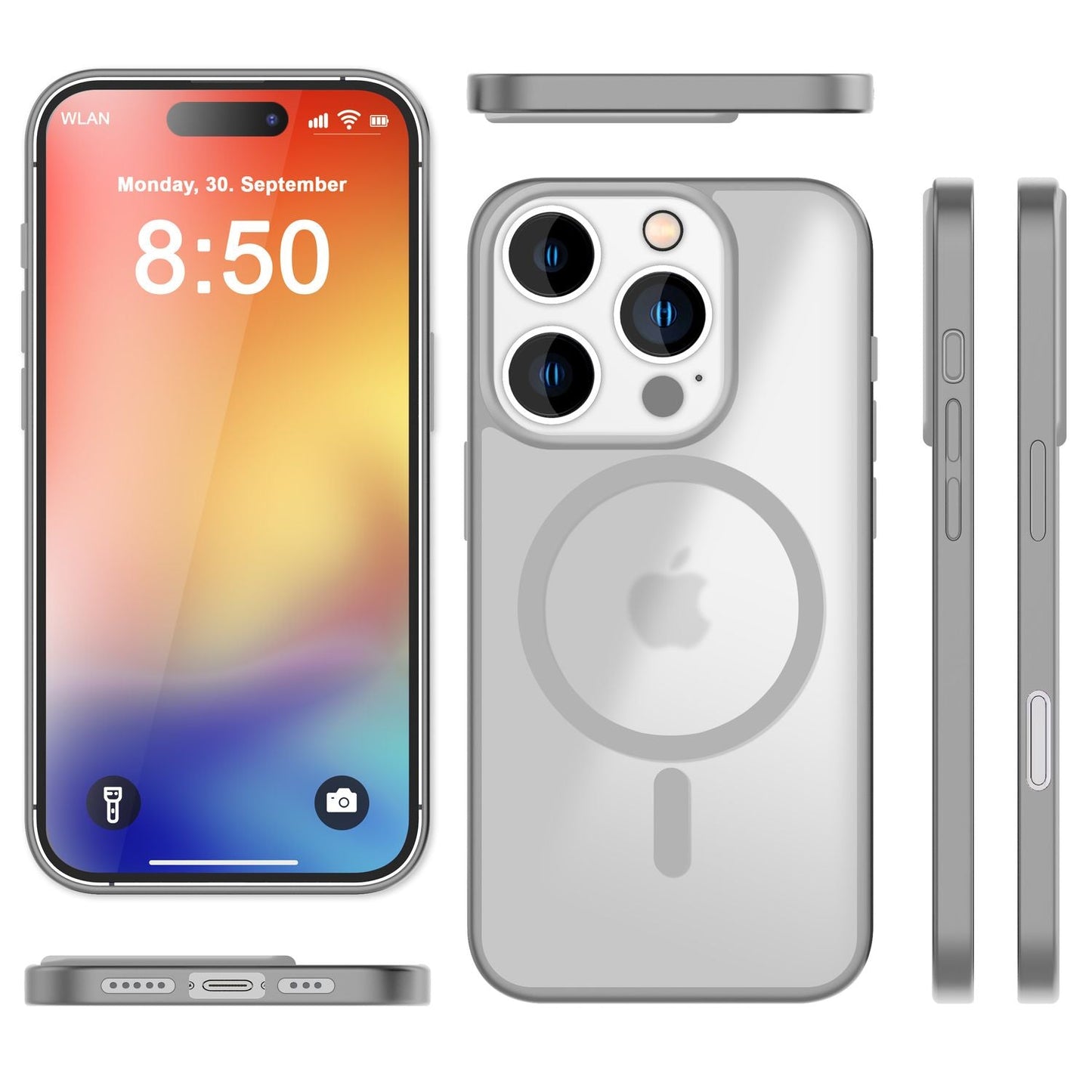 NALIA Matte MagSafe Hybrid Case for iPhone 16 Pro, Anti-Fingerprint Acrylic Back, Semi-Transparent