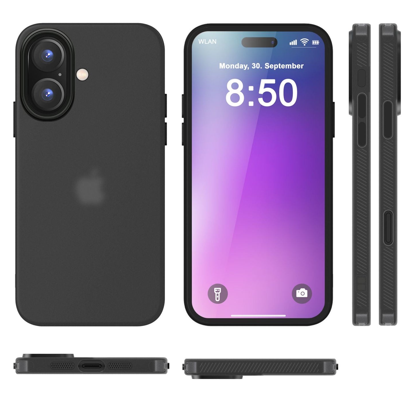 NALIA Fine Matte Silicone Case for iPhone 16, Non-Slip Phone Case, Shockproof Drop Protection Case