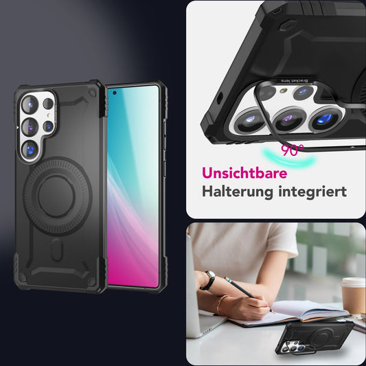 NALIA Granite Case for Samsung Galaxy S25 Ultra with MagSafe, Armored Case, Extremely Robust and Resistant Military Protective Case, with Magnetic Ring and Camera Stand