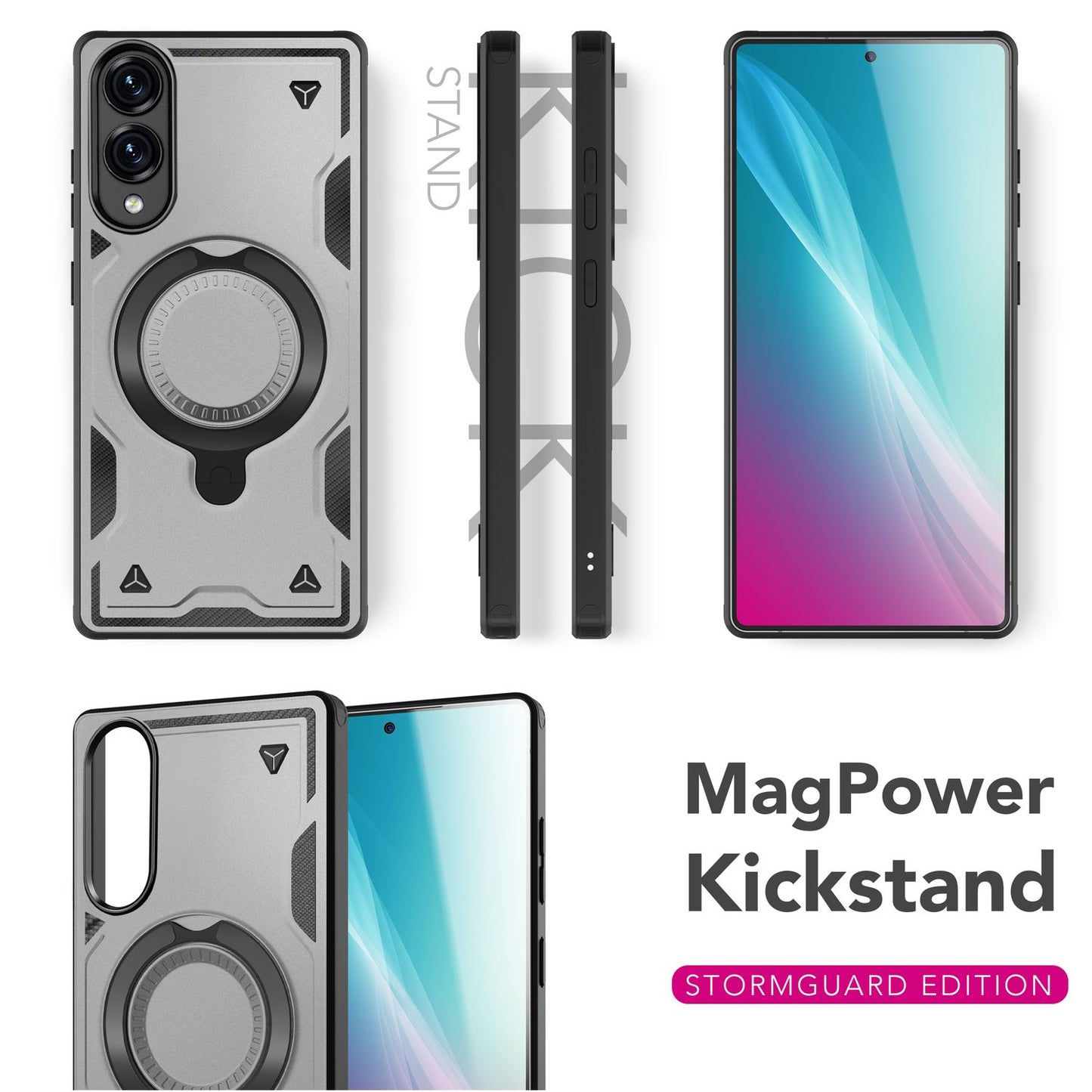 NALIA Stormguard hulstur fyrir Samsung Galaxy S25 Edge – fyrir MagSafe, Sterkt hulstur með 360° hring, Höggþolið og stöðugt, Styrkt fallvörn, Hernaðargæða