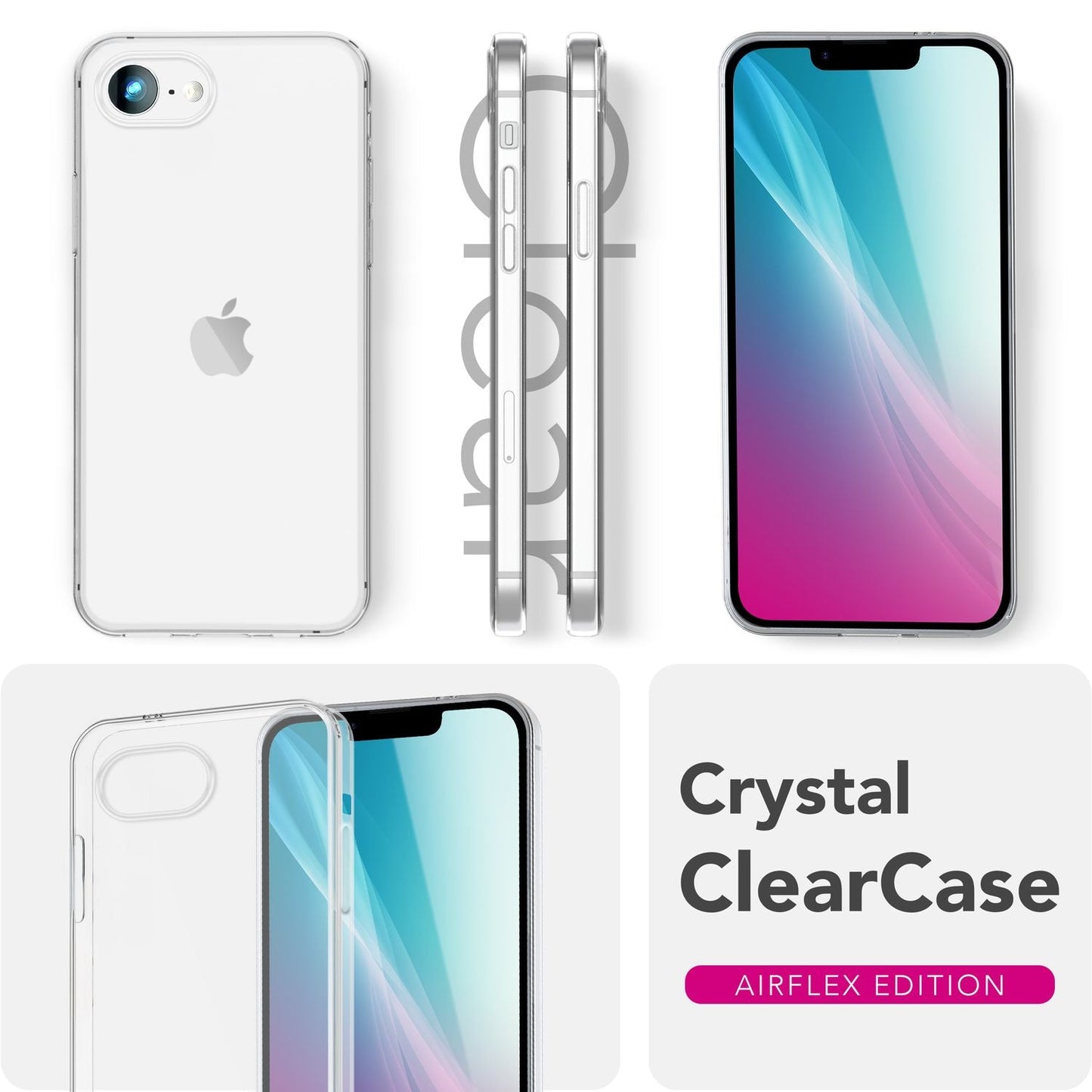 NALIA AirFlex Hülle für iPhone 16e, Transparentes TPU Silikon Case, Flexibel & Strapazierfähig, Glasklare Optik, Robust & Pflegeleicht, Durchsichtige Alltags Schutzhülle