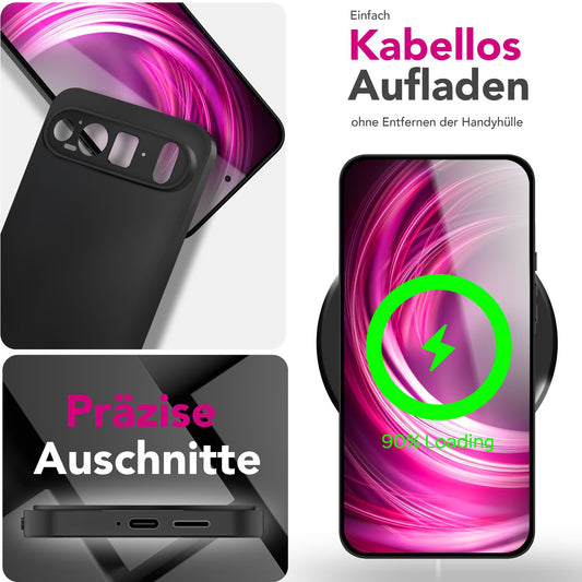 NALIA Strider hulstur fyrir Google Pixel 9 Pro XL – Svart 1,28 mm TPU símahulstur í mattsvartri áferð, þunnt hulstur með rykþéttum hnöppum, fingrafarageymslu, afar þunnt hulstur