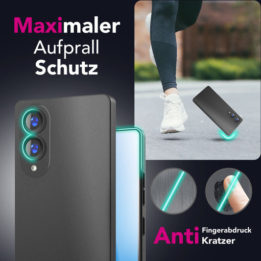 NALIA Phantom hulstur fyrir Samsung Galaxy S25 Edge – Mjög þunnt 0,3 mm, matt áferð, fingrafaravörn, mjótt hart hulstur, fjaðurlétt, ofurþunnt símahulstur