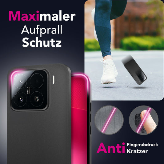 NALIA Phantom hulstur fyrir Xiaomi 15 – Mjög þunnt 0,3 mm hulstur, matt áferð, fingrafaravörn, fjaðurlétt og grannt símahulstur, lágmarks verndarhulstur.