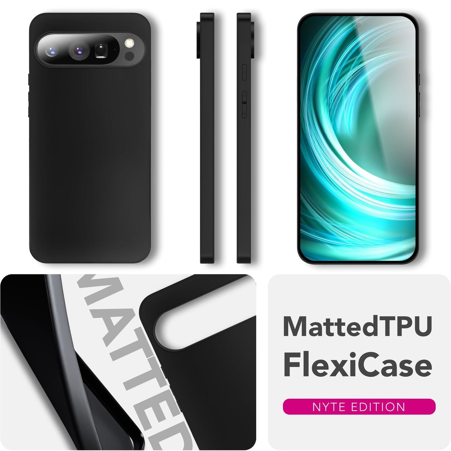 NALIA Strider Case for Google Pixel 9 Pro – Ultra-thin 1.28mm TPU Case, Matte Black, Phone Case with Dustproof Buttons, Anti-Fingerprint Coating, Slim Cover