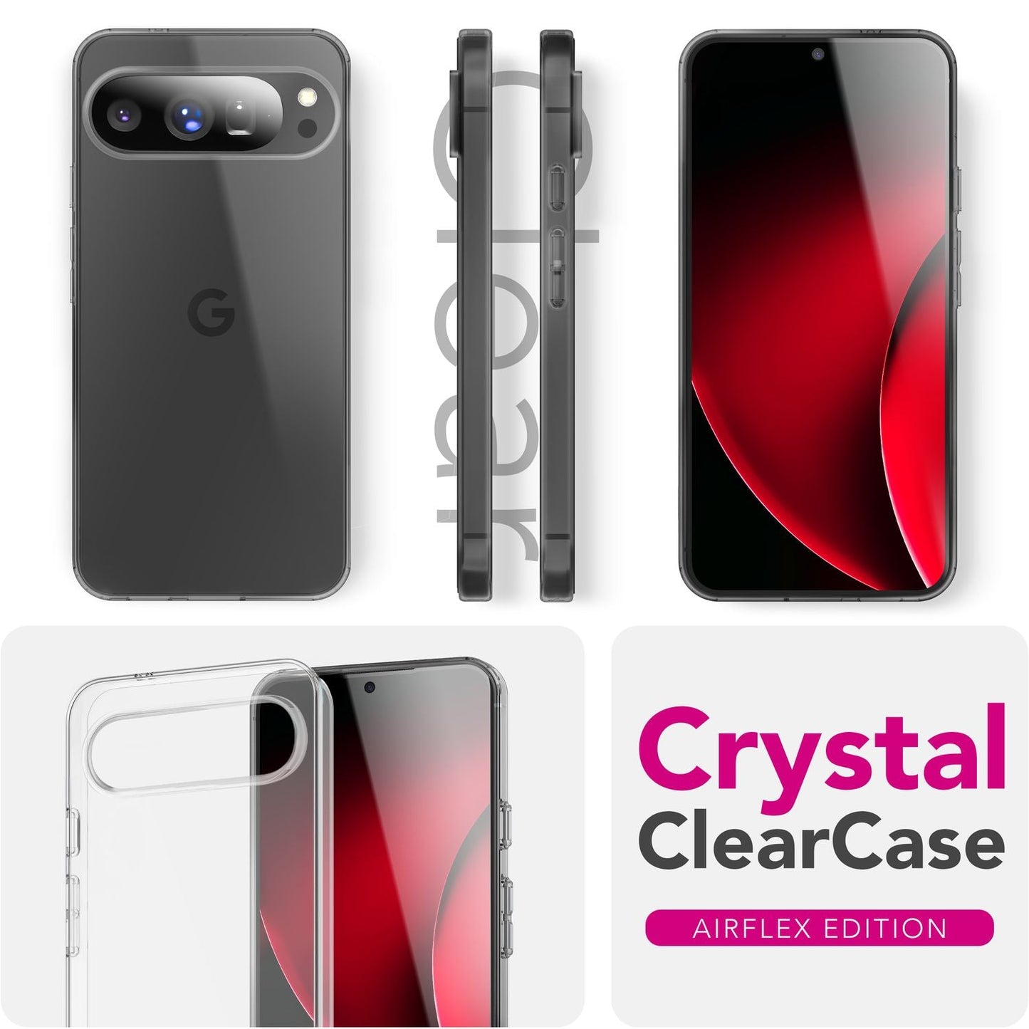 NALIA AirFlex Case for Google Pixel 10 Pro (Crystal Clear Silicone Case) - Transparent TPU Cover, Thin & Flexible, Anti-Yellowing Coating, Clear Phone Protective Case