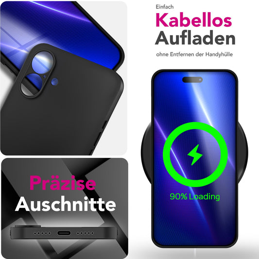 NALIA Strider Case for Apple iPhone 17 (Matte Slim Case) - 1.28mm Thin, Flexible TPU Silicone, Integrated Button Protection, Fingerprint-Reducing, Protective Phone Case - Black