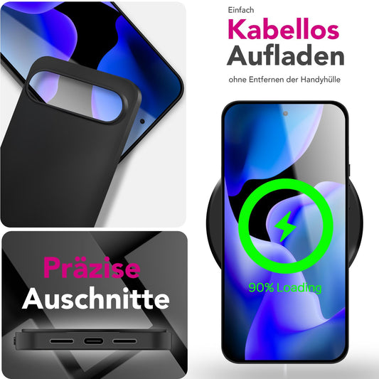 NALIA Strider hulstur fyrir Google Pixel 10 (mattþunnt hulstur) - 1,28 mm þunnt, sterkt TPU sílikon hulstur, rykþétt hnappahulstur, fingrafaravörn, verndandi símahulstur - svart