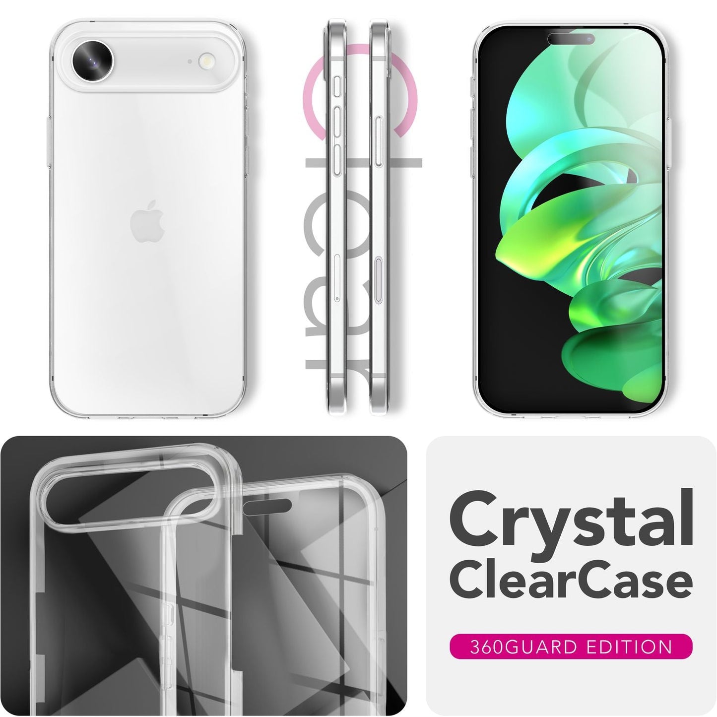 NALIA 360Guard Case for Apple iPhone 17 Air (360° All-Around Protection) - Crystal-Clear Protective Case with Screen Protector & Back Cover, Transparent & Scratch-Resistant, Anti-Yellowing, Complete Protection, Robust