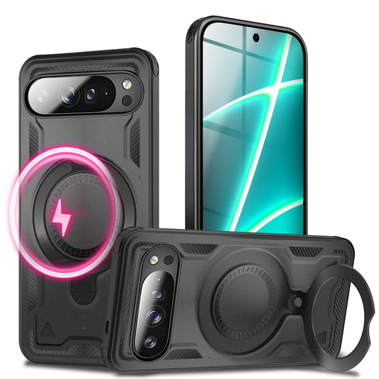 NALIA Stormguard Case for Google Pixel 10 Pro XL (Indestructible Armored Case with MagSafe), Shockproof Outdoor Protective Case in Military Style, 360° Rotating Ring & Stand