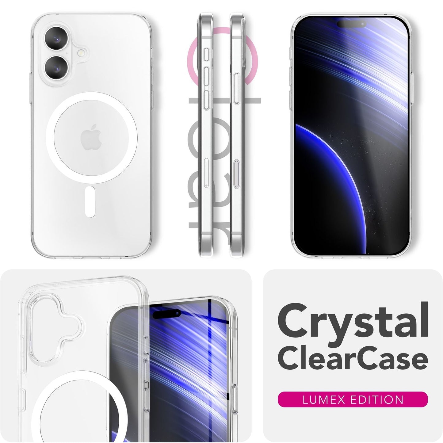 NALIA MagSafe Lumex Case for Apple iPhone 17 (Crystal Clear with MagPower) - Transparent Hard Case with TPU Frame & Magnetic Ring, Shockproof, Anti-Yellowing, Clear, Precise Fit & Robust