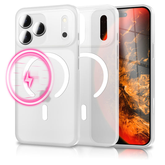 NALIA MagSafe Thinix Glow Case for Apple iPhone 17 Pro (Extremely Thin with Light Ring) - 0.3mm Slim Hard Case, Matte & Transparent, Glow-in-the-Dark Ring