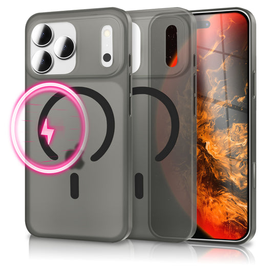 NALIA MagSafe Thinix hulstur fyrir Apple iPhone 17 Pro (mjög þunnt með MagPower) - 0,3 mm ofurþunnt hart hulstur, matt frostað útlit, fingrafaravarnt, gripgott og létt