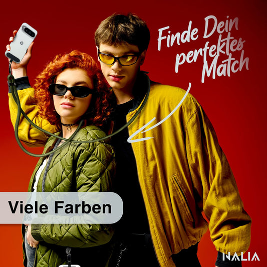NALIA HoldMe Universal Handykette für Smartphone & Handyhüllen, Nylon-Seil Verstellbar & Abnehmbar, Umhänge-Band, Handyband, Lanyard mit Karabiner & 2 Patches