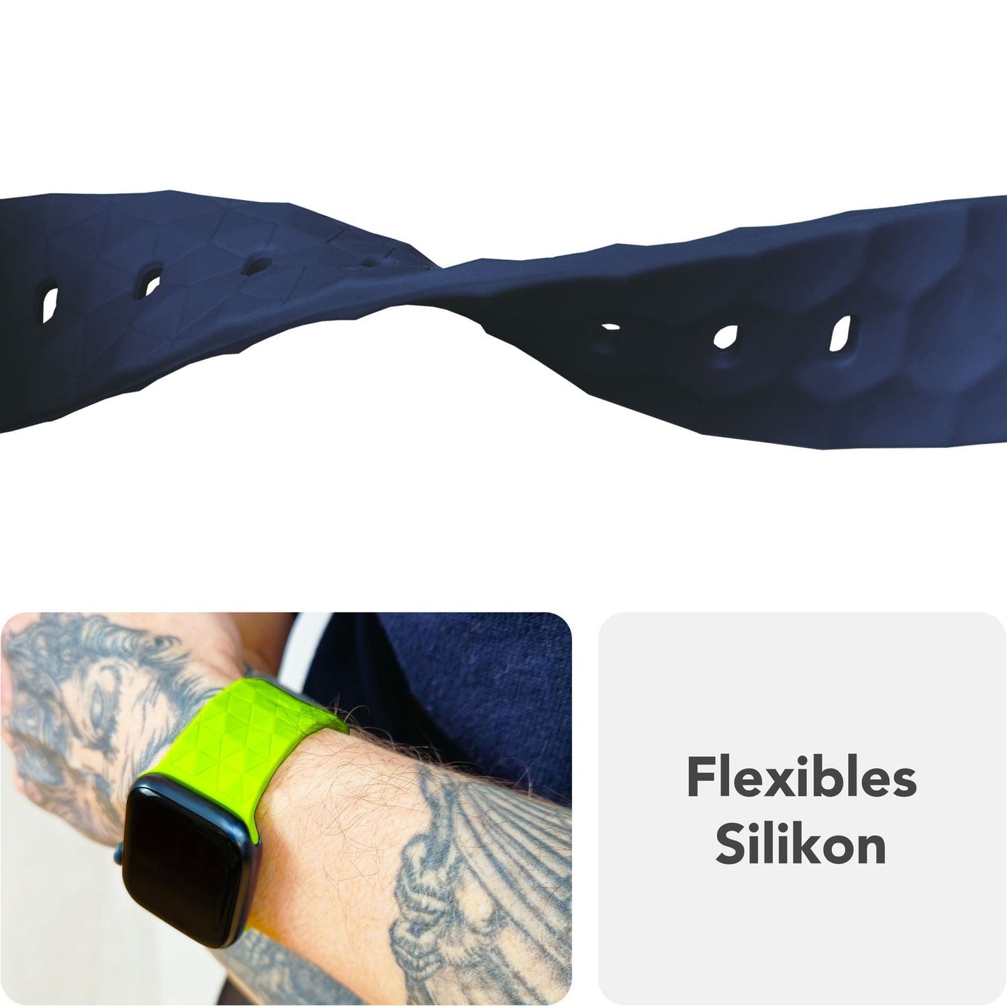 NALIA Hexion ól fyrir Apple Watch seríuna SE/10/9/8/7/6/5/4/3/2/1, kassastærð 38/40/41/42 mm, sportól með sílikonlykkju, smellupinna og sexhyrningslaga hönnun.