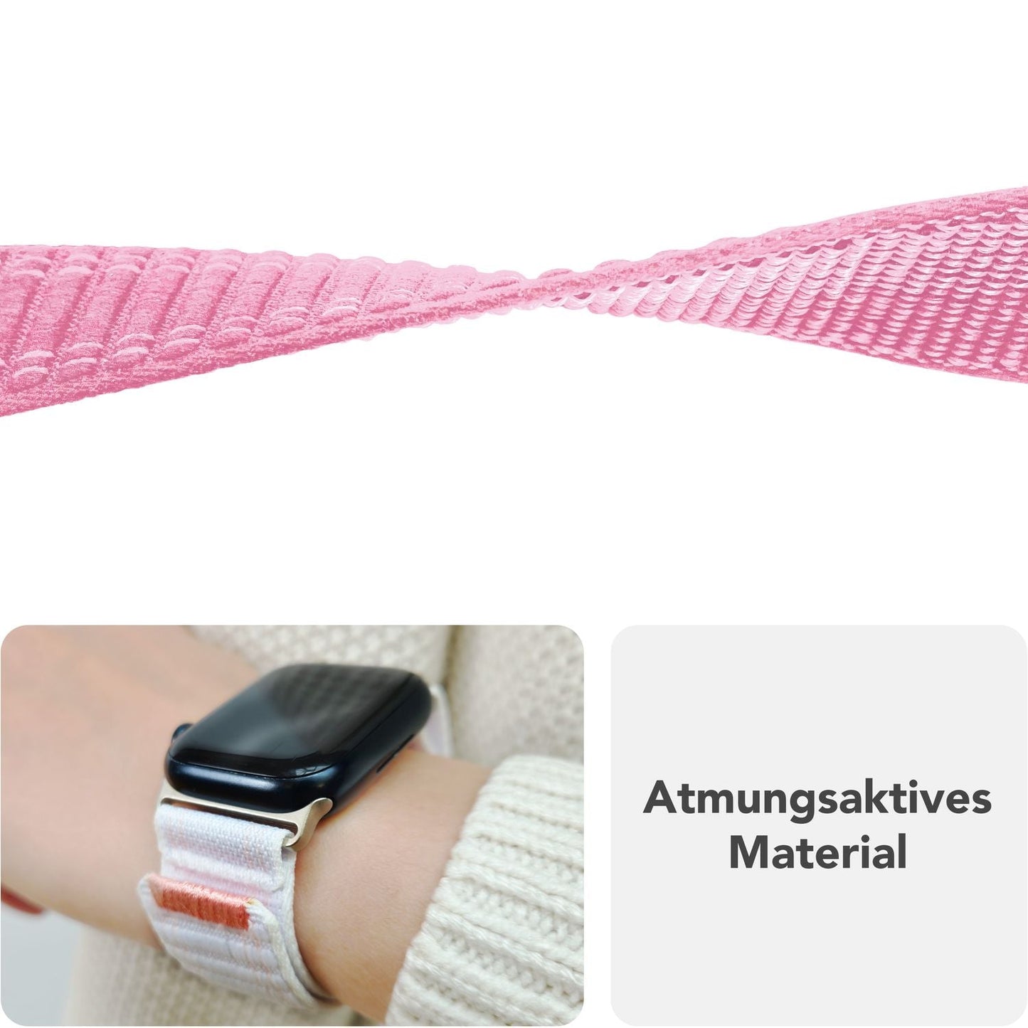 NALIA Evolv Watch Band for Apple Watch SE/10/9/8/7/6/5/4/3/2/1, Case Size 38/40/41/42mm, Woven Fabric Elastic Nylon Watch Band with Velcro Closure