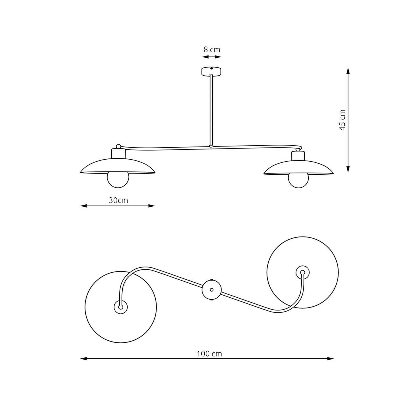 B-grade Foster ceiling light, LED lamp, black metal, 2-light, 100 cm lighting lamp