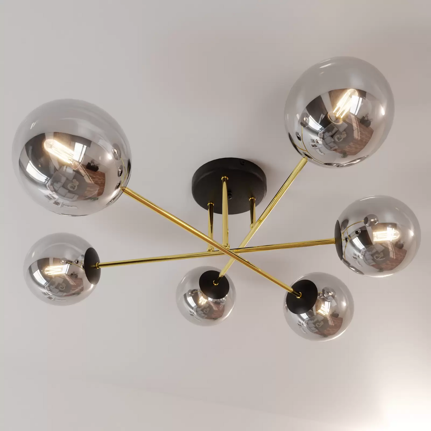 B-flokks Euluna loftljós Glassy svart/ópal loftlampi ljóskastari