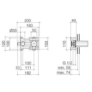 Dornbracht "Generic" Einbaukörper für UP-Wand-Einhandbatterie (rechtsseitger MIscher)