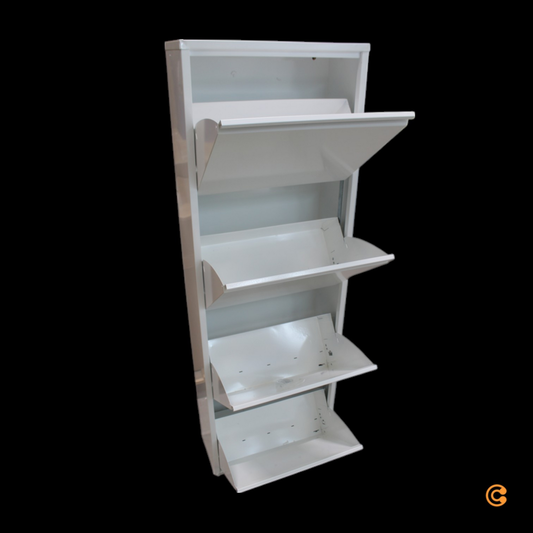 Jan Kurtz Double Berry skóskápur með fjórum skóm, skóhilla, skápur fyrir u.þ.b. 16 pör af skóm, hvítur