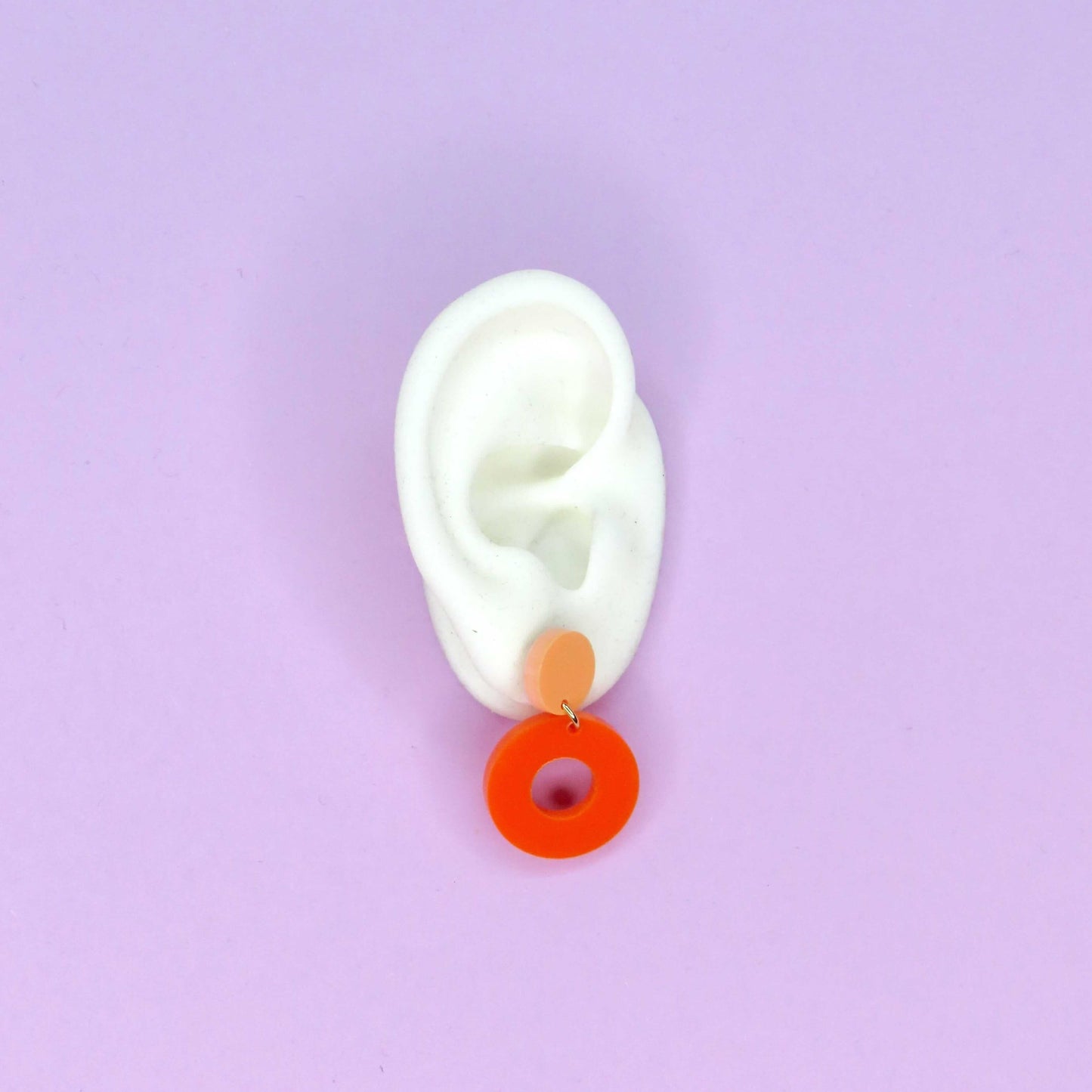 Double Circle Ohrstecker in Peach & Orange
