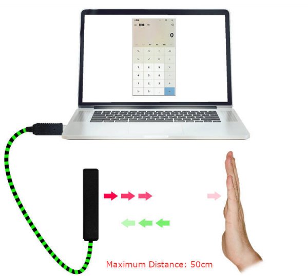PCsensor USB 2.0 Kabel 2 m Typ A Stecker zu Photoelektrischer Licht Bewegung Sensor in Schwarz