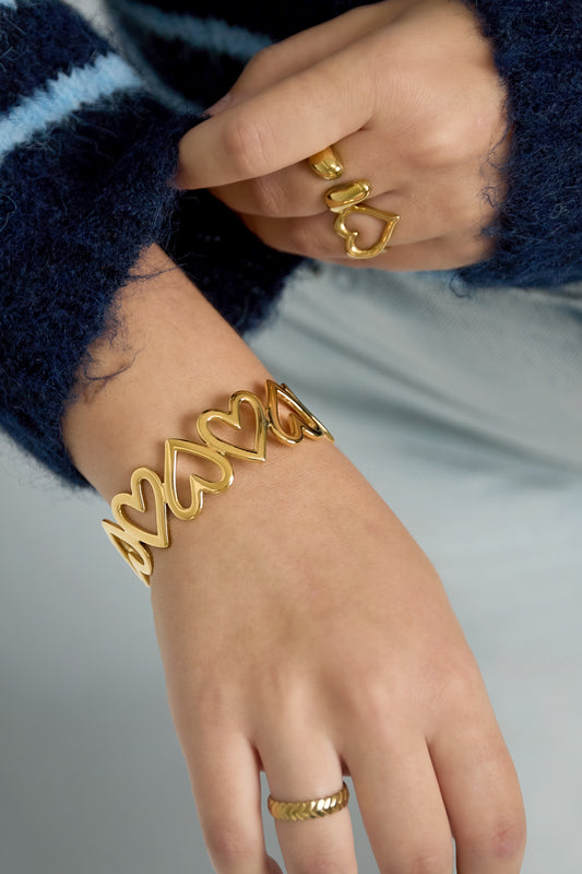 Edelstahl Manschette Armbänder Herz Casual Täglich Einfache Serie frauen schmuck