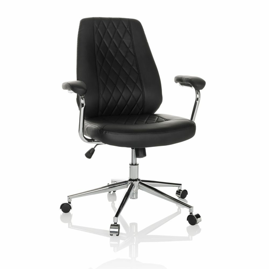 Snúningsstóll frá Hjh, úr gervileðri, svartur, stjórnunarstóll, á lager.