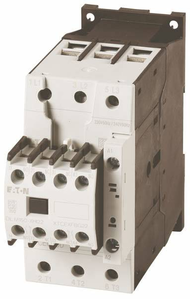 B-grade Eaton Dilm65 22 (230 V 50 Hz, 240 V 60 Hz) power contactor, 3 normally open contacts, 30 kW contactor