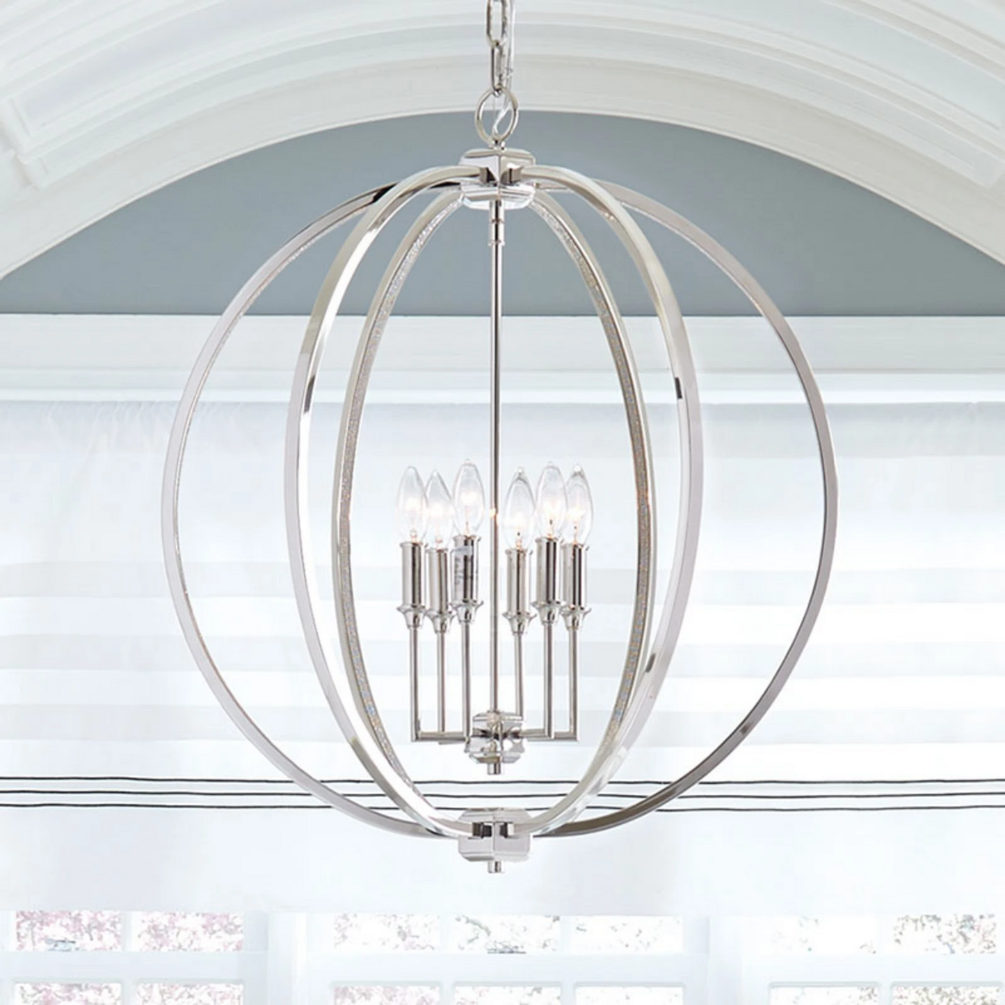 B-lager Feiss Corinne Glansandi hengilampi hengilampi loftlampi með nikkeláferð