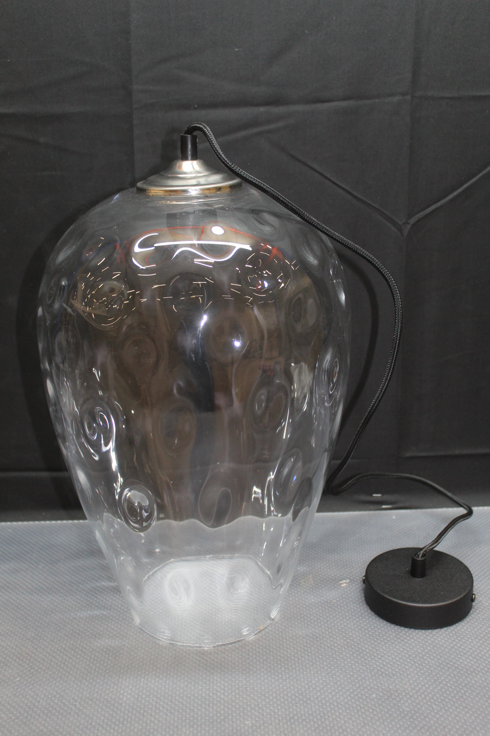 B-grade Euluna pendant lamp Linkeus II, glass shade, smoke grey, ø 26cm, ceiling lamp, spotlight