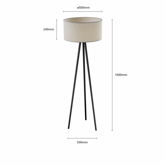 B-flokks Euluna gólflampi, innilampi, Mabia þrífótur, grár/svartur