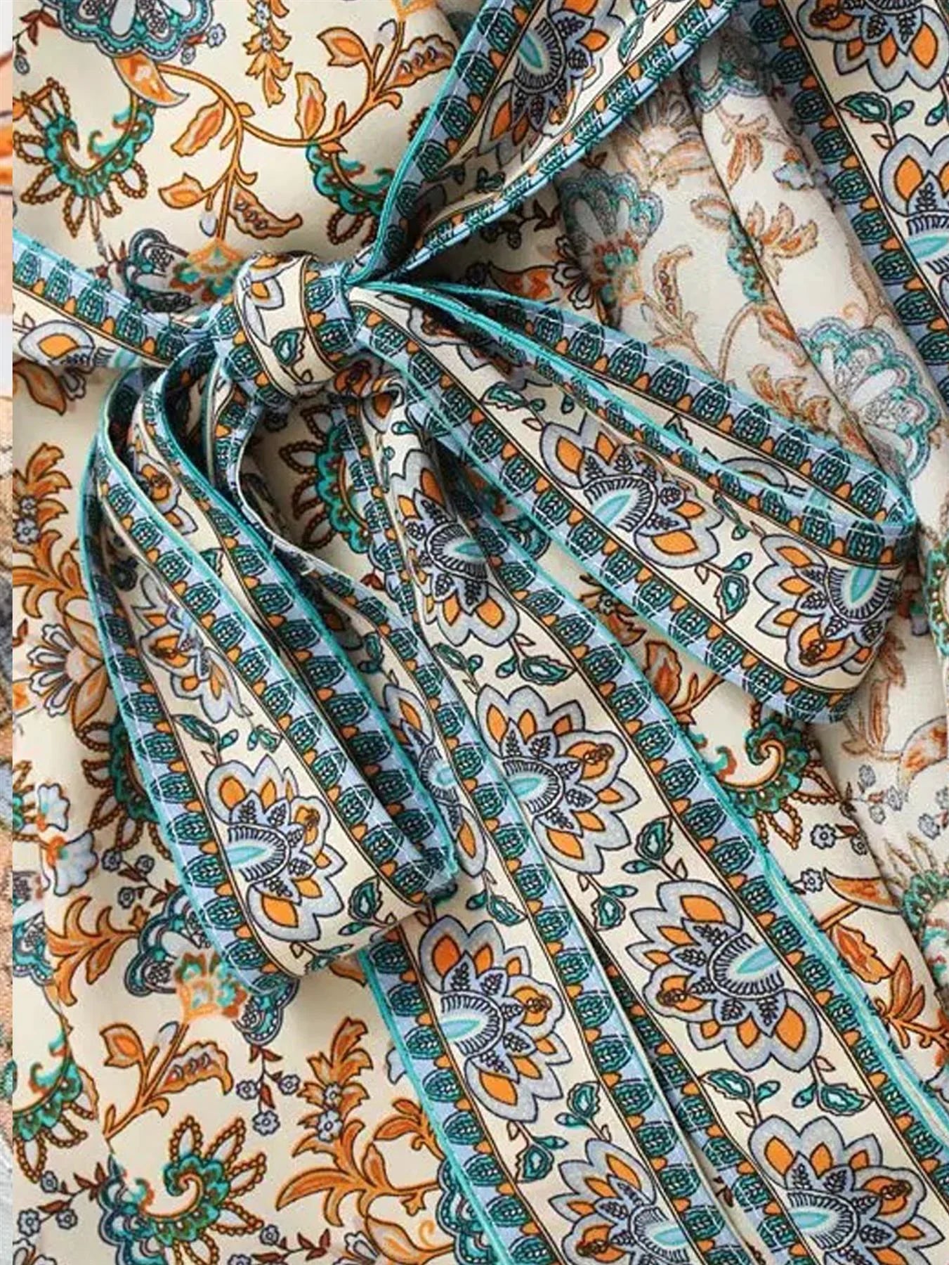 Relaxed Cotton Kimono In Blue Floral