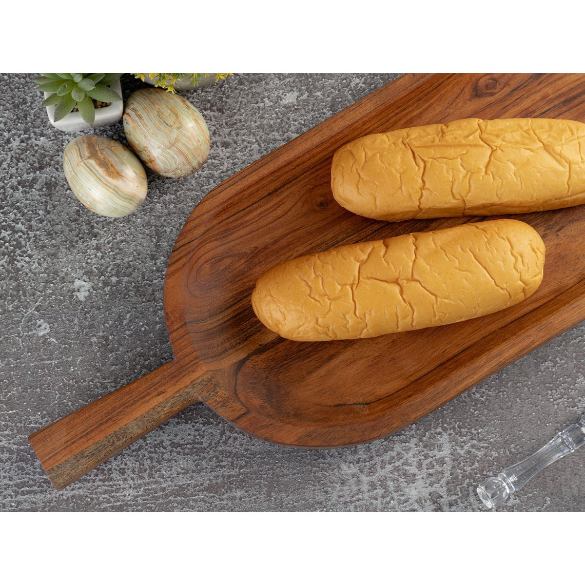 Tréskófla - Skrautleg tréskófla - 45x20cm - Massivt akasíuvið