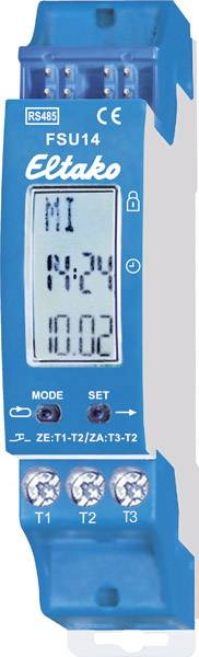 Eltako RS485 strætisvagnaskiptir, 8 rása DIN-skinn, strætisvagnaskjár, tímastillir, IP20