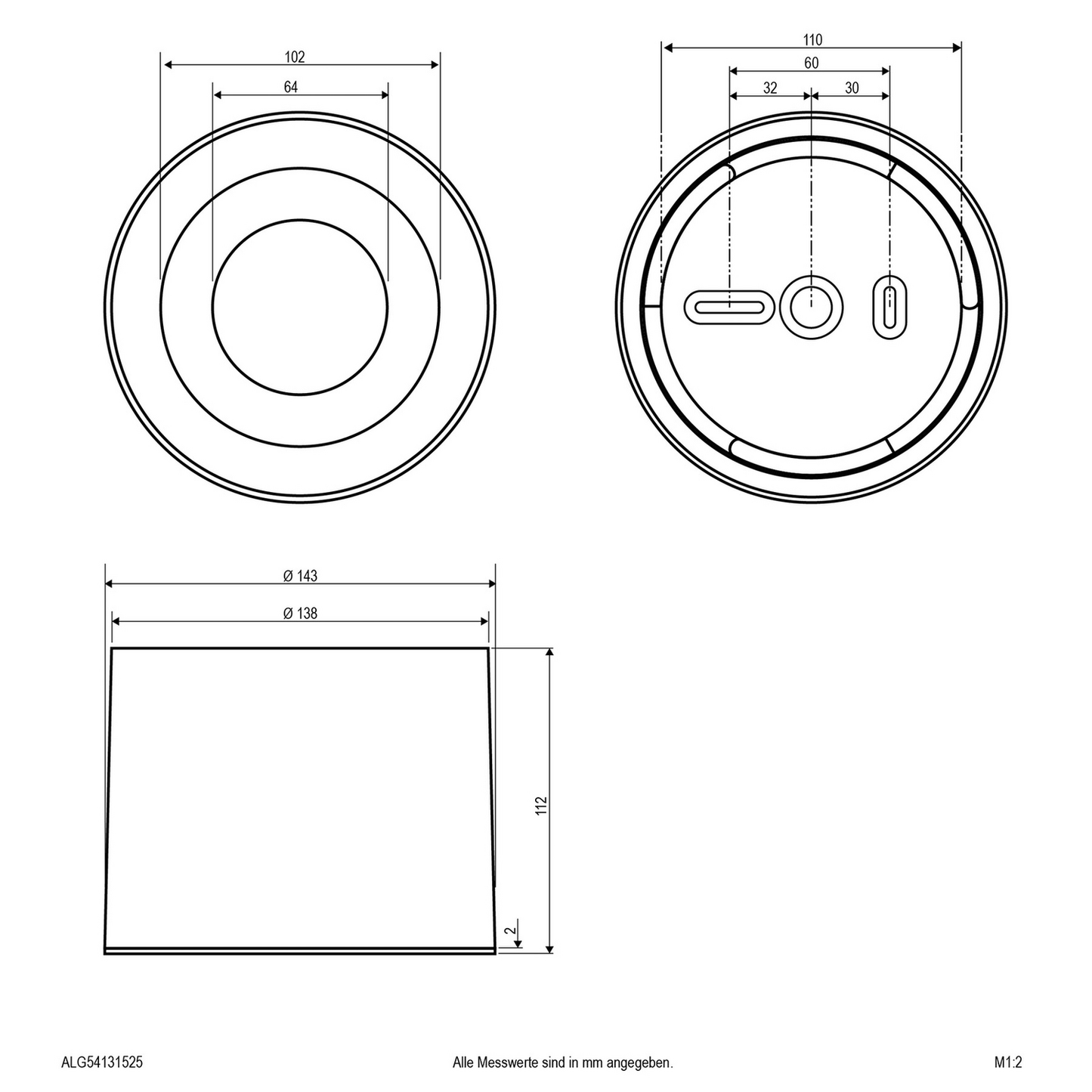 B-lager Evn LED loftkastari ALG54 loftlampi 13 W kringlótt antrasít IP54 dimmanlegur