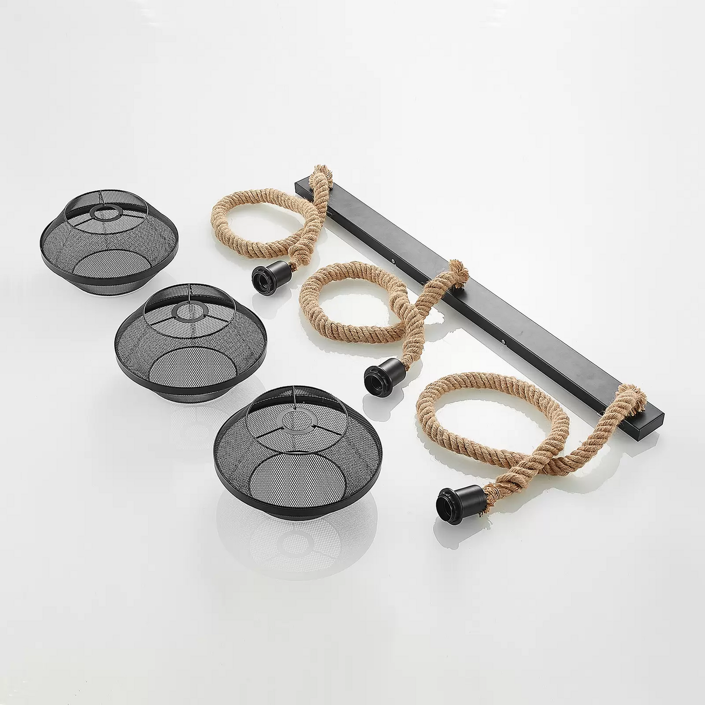 Lindby Rabia loftlampi í B-flokki, hengiljós, 3 ljós, aflöng, úr flauelsflís.