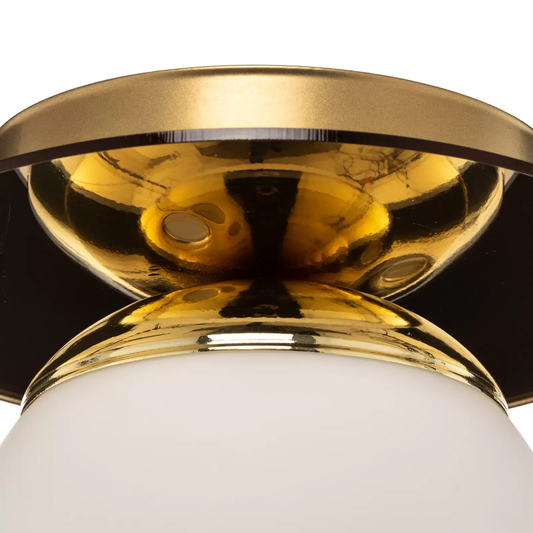 Loftljós Plato, B-flokks, gulllitað málmur, ópalgler, ø 19 cm, loftlampi, ljósastæði