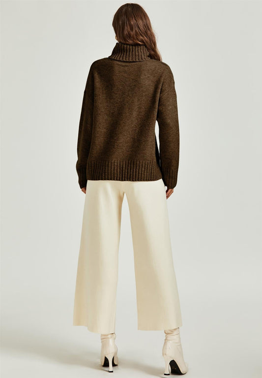 Jumper Top With High Neck In Brown