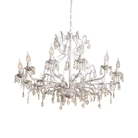 Kristalskróna Teresa, hengilampi, fílabeinslitaður, 12 perur, á lager