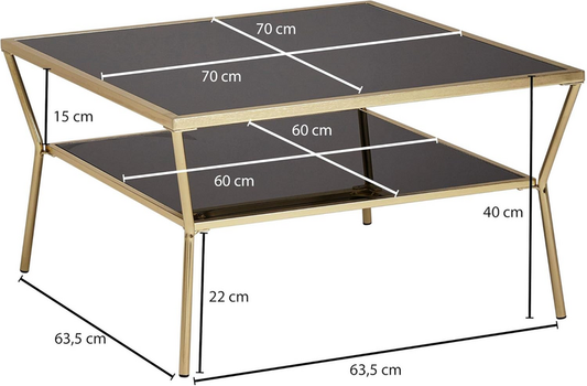 B-Ware Wohnling Couchtisch Glastisch Glas Schwarz 70 x 70 cm Ebenen SIEHE TEXT/FOTO