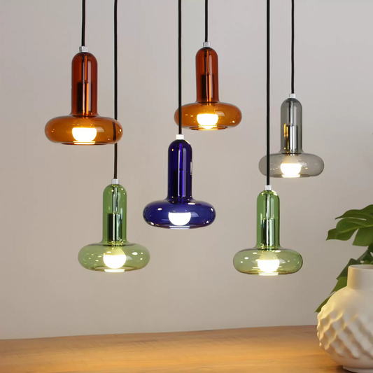 B-lager Eco Light hengiljós Perseus hengilampi litríkur lengd 65 cm 6 perur gler