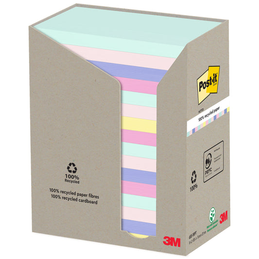 Post-it® Recycling Notes, 76 mm x 127 mm, 100 Blatt/Block, 100% PEFC