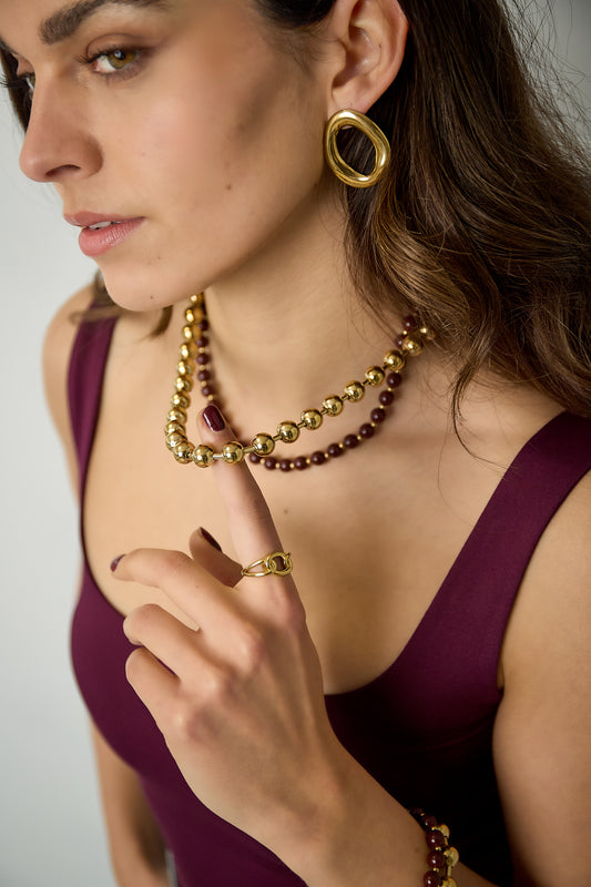 Acryl-Halsketten mit mehreren Lagen, Perlen, lässige und schlichte Serie, Damenschmuck