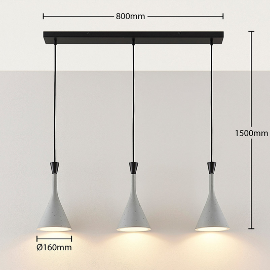 Lindby hengilampi Flynn fyrir borðstofu, grár, 3 ljós, 747, B-flokks