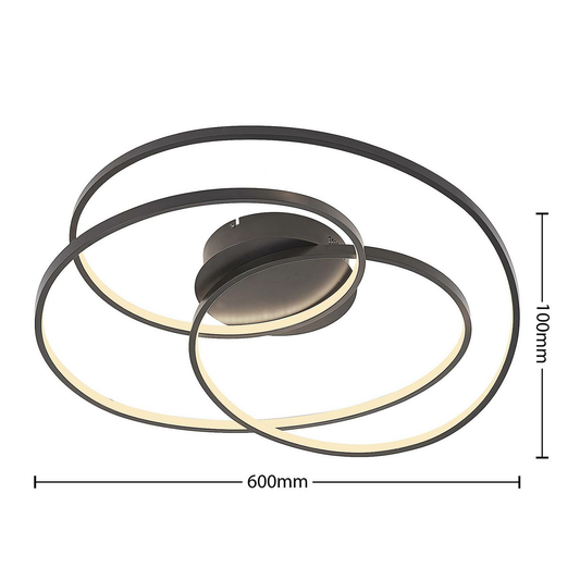 B-grade Lindby Kateryna LED ceiling lamp, 36 W, black, ø 6068